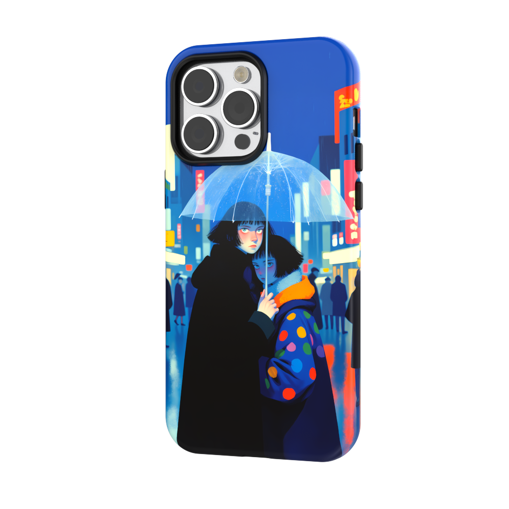 Rainy Day, Shared Umbrella - Romantic Phone Case